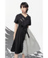 Pin Detail Contrast Wrap Dress